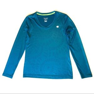 Champion Vapor Blue Long Sleeve V-Neck T-Shirt Medium